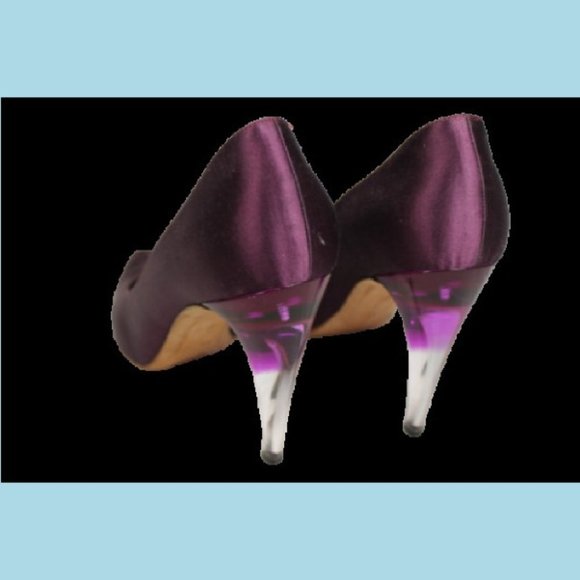 CHANEL Pumps Shoes 41 Purple Satin High Heels Gradient Lucite Pointed Toe Italy - Picture 6 of 12